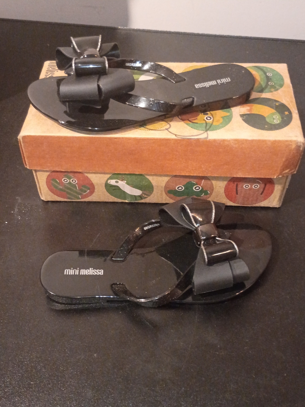 Mini Melissa Black Bow Jelly Sandals